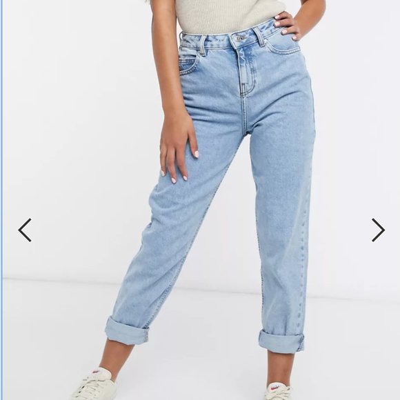 ASOS Petite Denim - ASOS DESIGN Petite High Rise Mom Jeans, Lightwash